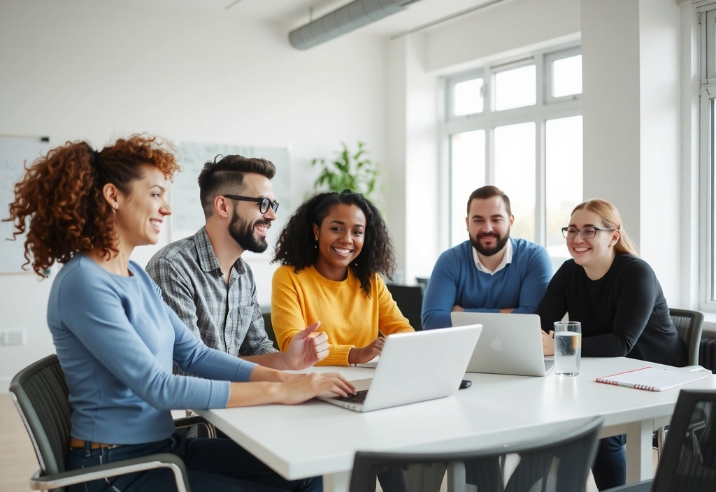 Tým StudioEdge diskutuje o strategii