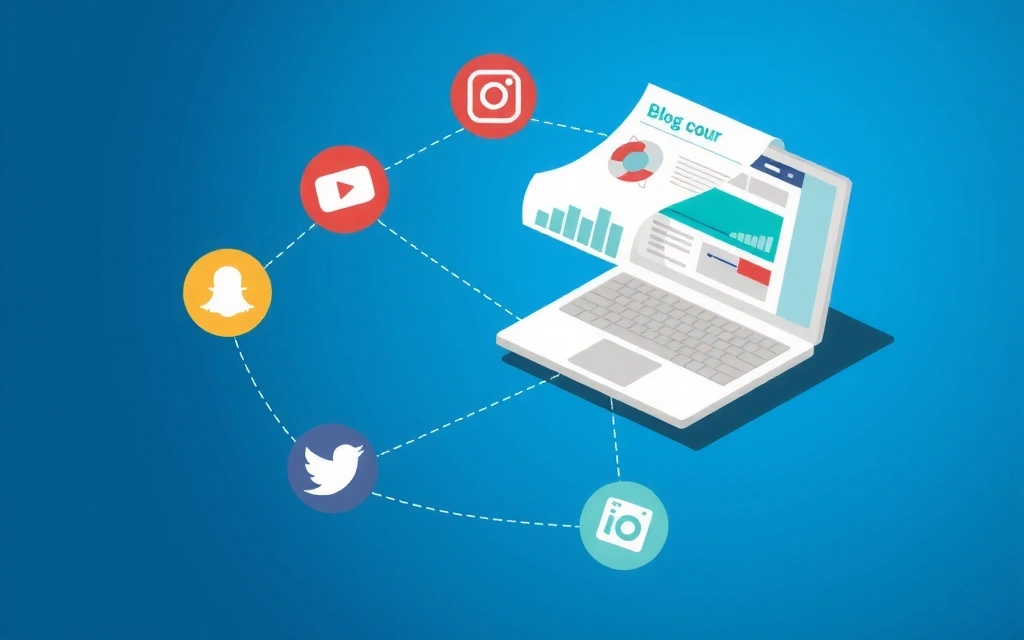 Ilustrace obsahového marketingu s blogy a infografikou