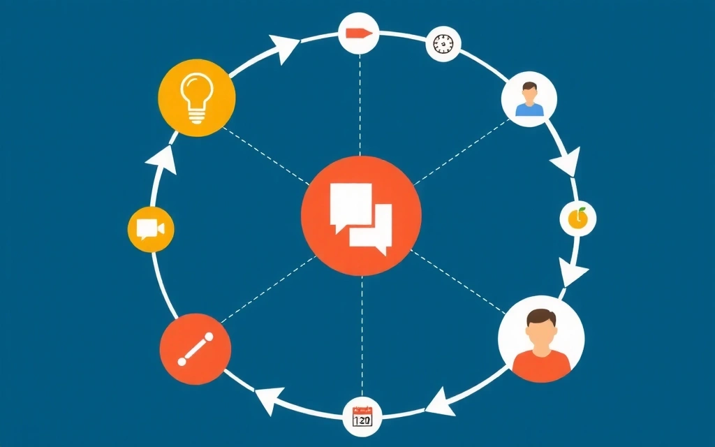 Ilustrace procesu web designu s fázemi výzkumu, prototypování a testování